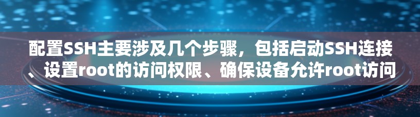配置SSH主要涉及几个步骤,包括启动SSH连接、设置root的访问权限、确保设备允许root访问以及测试连接。以下是一个详细的教程 配置SSH主要涉及几个步骤,包括启动SSH连接、设置root的访问权限、确保设备允许root访问以及测试连接。以下是一个详细的教程